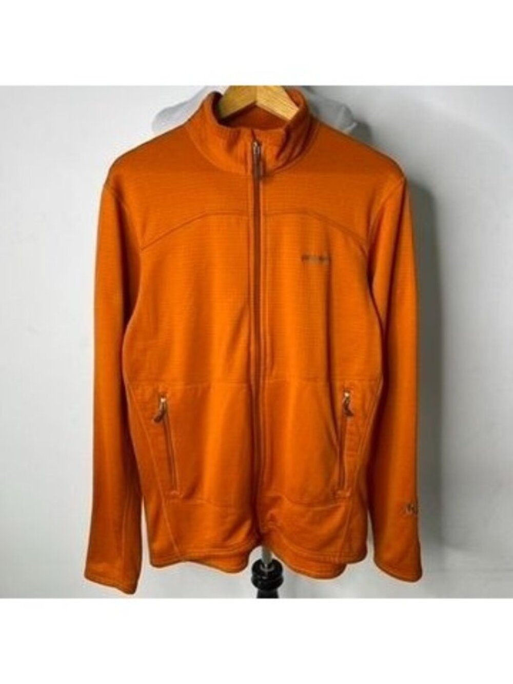 Patagonia R1 Full Zip Grid Fleece Jacket Mens Large Orange Distressed As Is Flaw